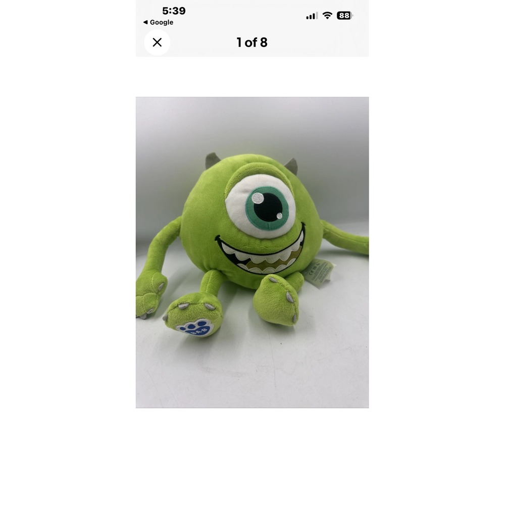 Build-A-Bear Disney Monsters Inc Mike Wazowski Plush Green Stuffed Toy 10in
